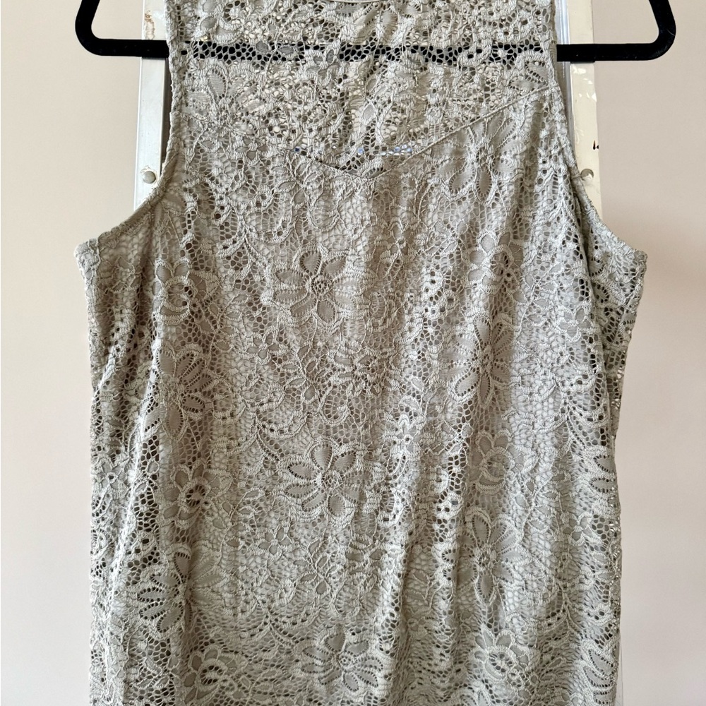 Apt. 9 Lace Sleeveless Blouse - Light Gray